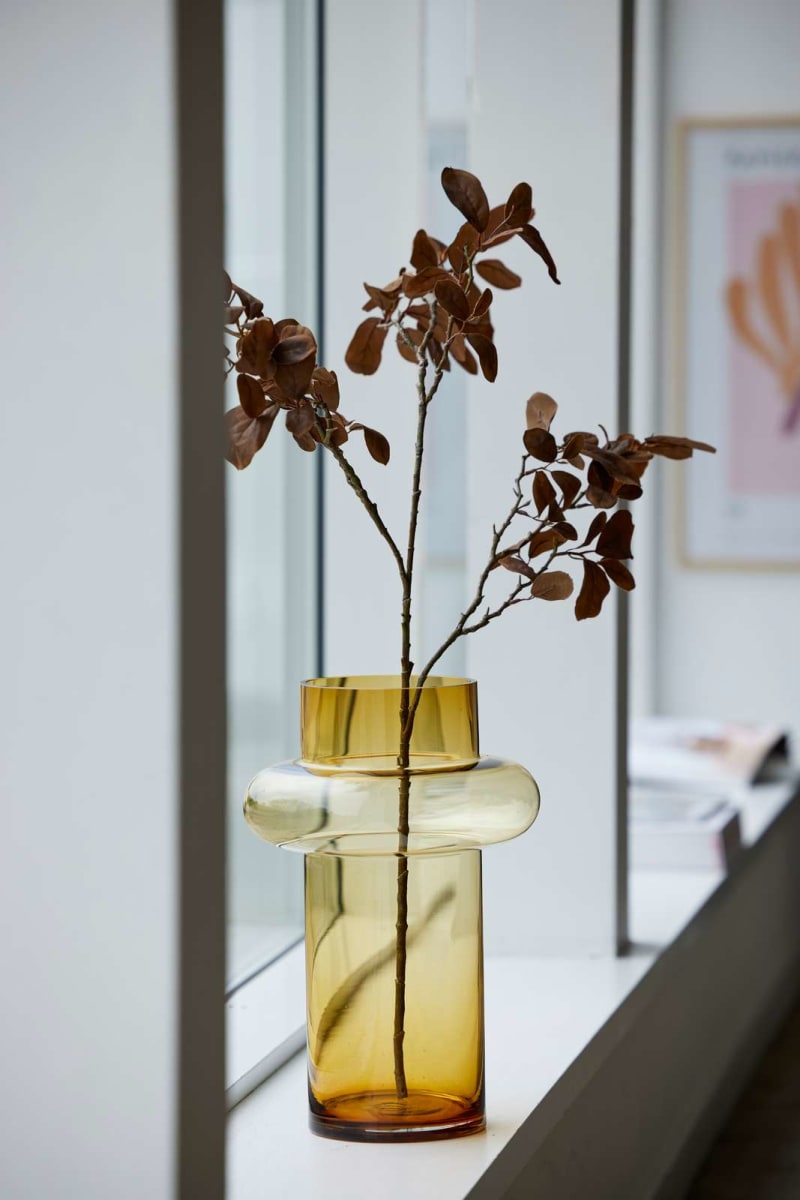 Jarrón tubo de cristal Lyngby - 40 cm - ámbar2