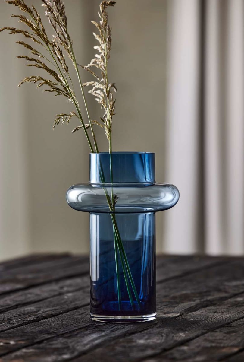 Jarrón tubo de cristal Lyngby - 30 cm - Azul3