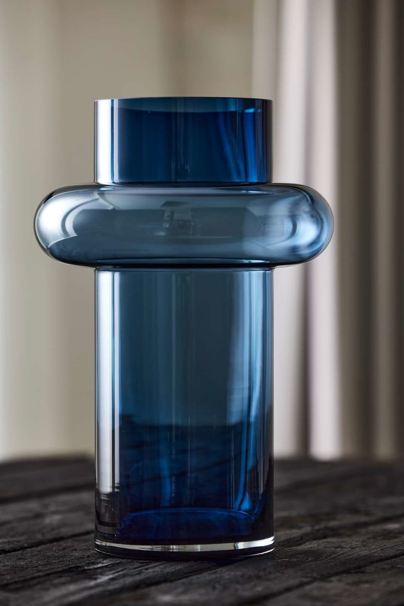 Jarrón tubo de cristal Lyngby - 40 cm - Azul3
