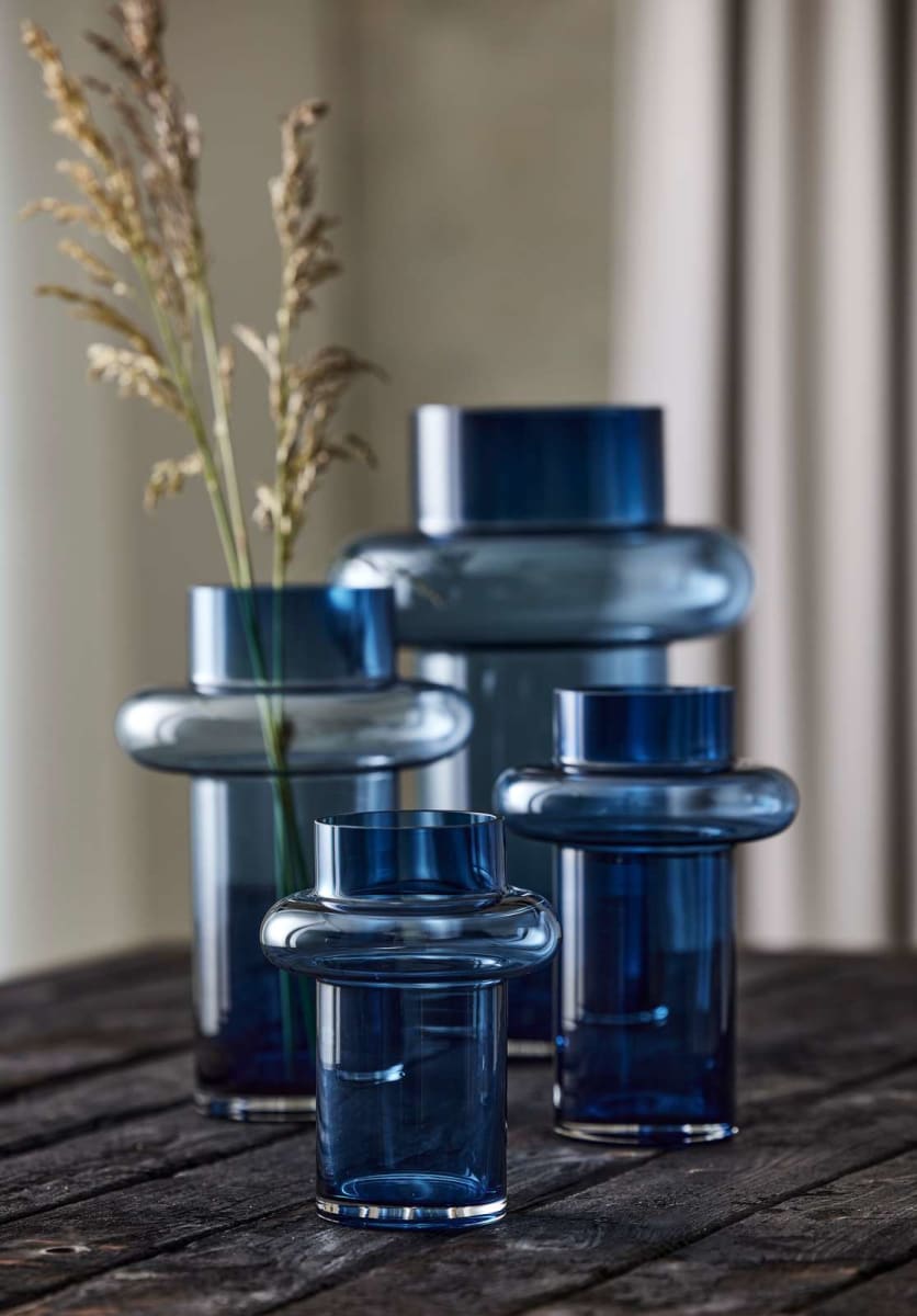 Jarrón tubo de cristal Lyngby - 40 cm - Azul5