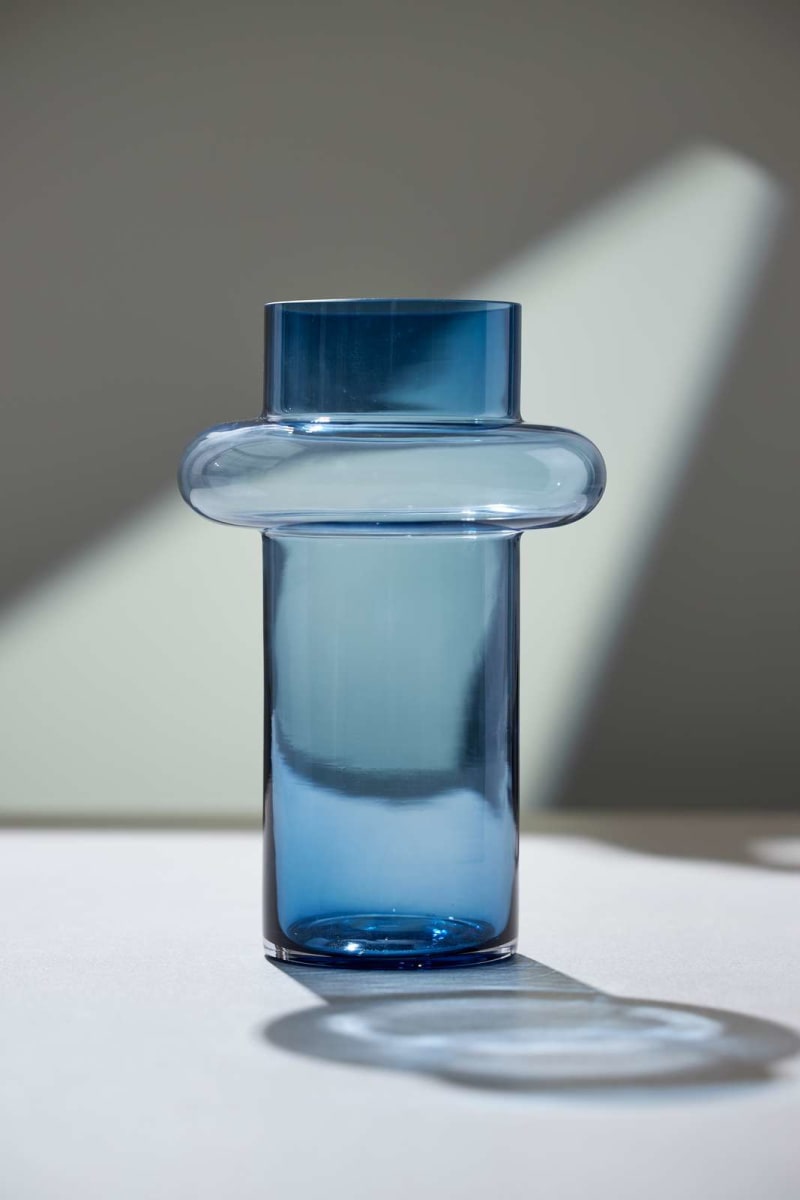 Jarrón tubo de cristal Lyngby - 20 cm - Azul2