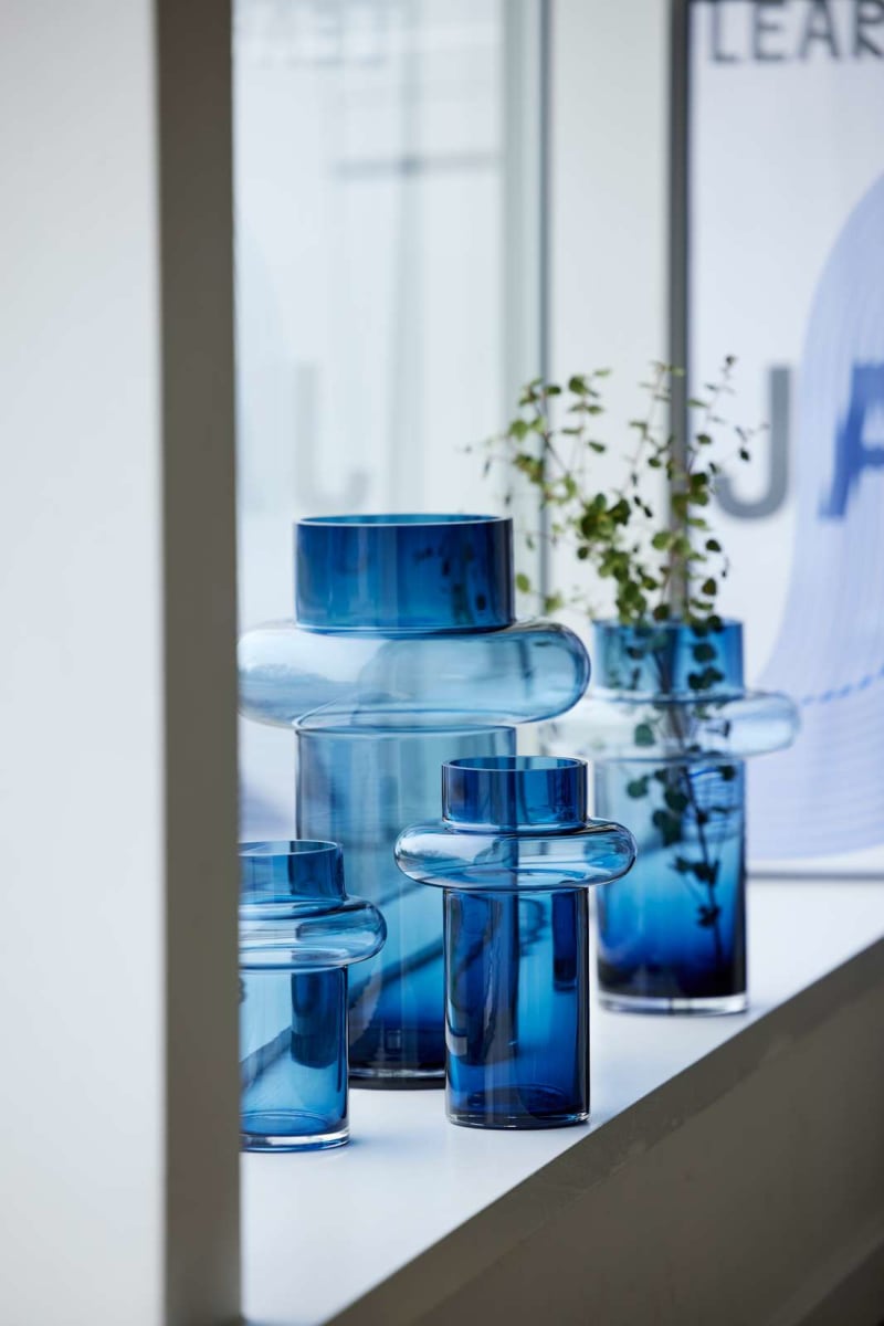 Jarrón tubo de cristal Lyngby - 20 cm - Azul6