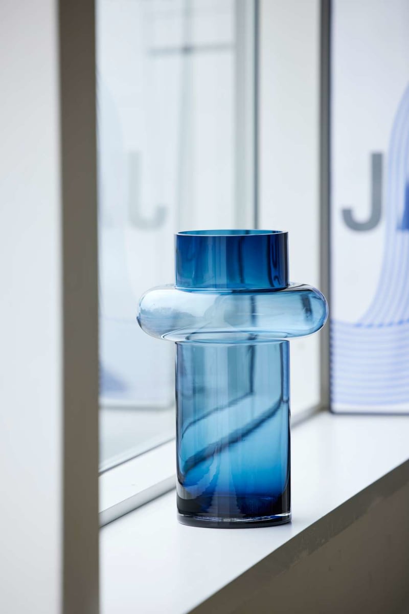 Jarrón tubo de cristal Lyngby - 25 cm - Azul3