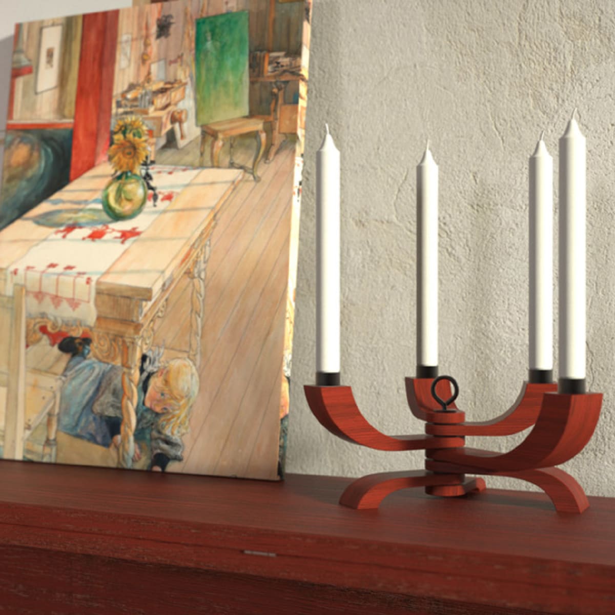 Candelabro Nordico - 4 brazos - Rojo2