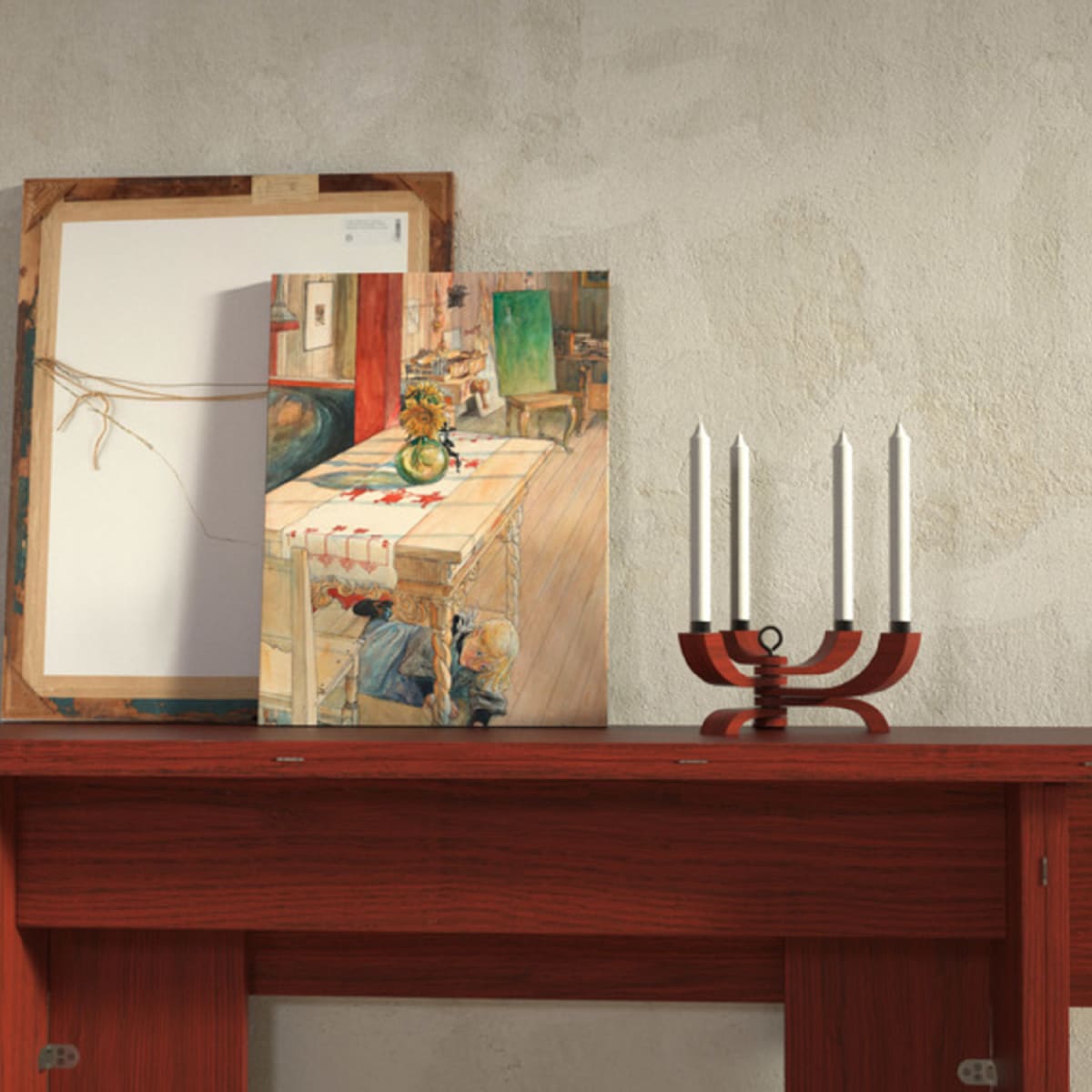 Candelabro Nordico - 4 brazos - Rojo3