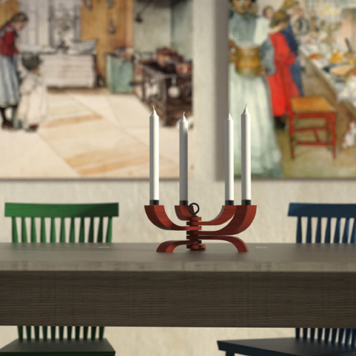 Candelabro Nordico - 4 brazos - Rojo4