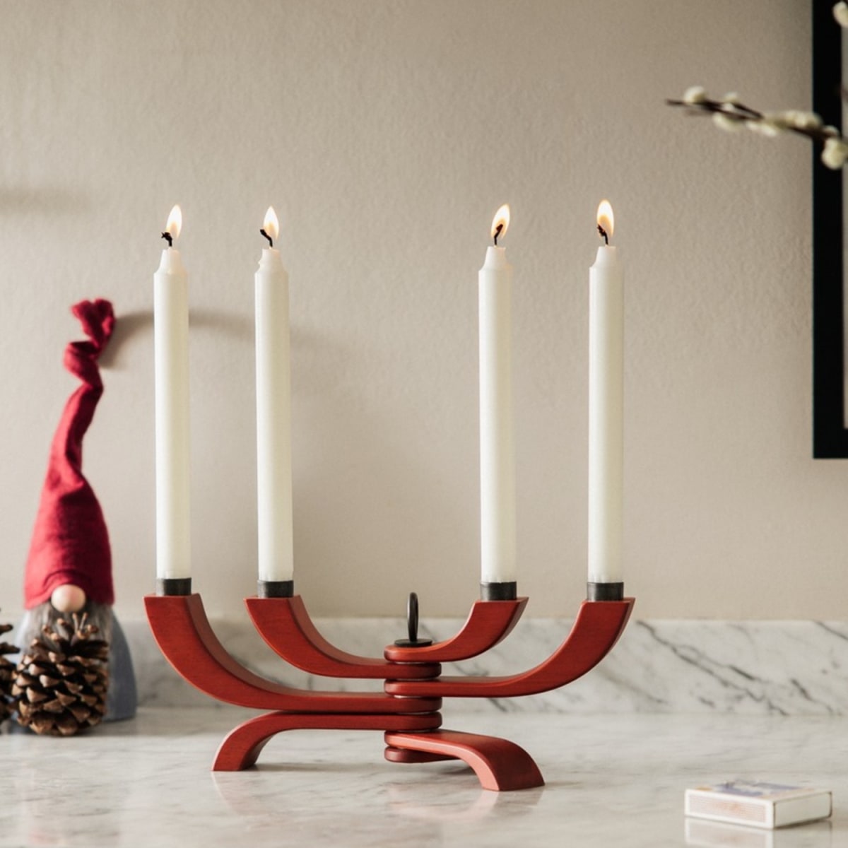 Candelabro Nordico - 4 brazos - Rojo5