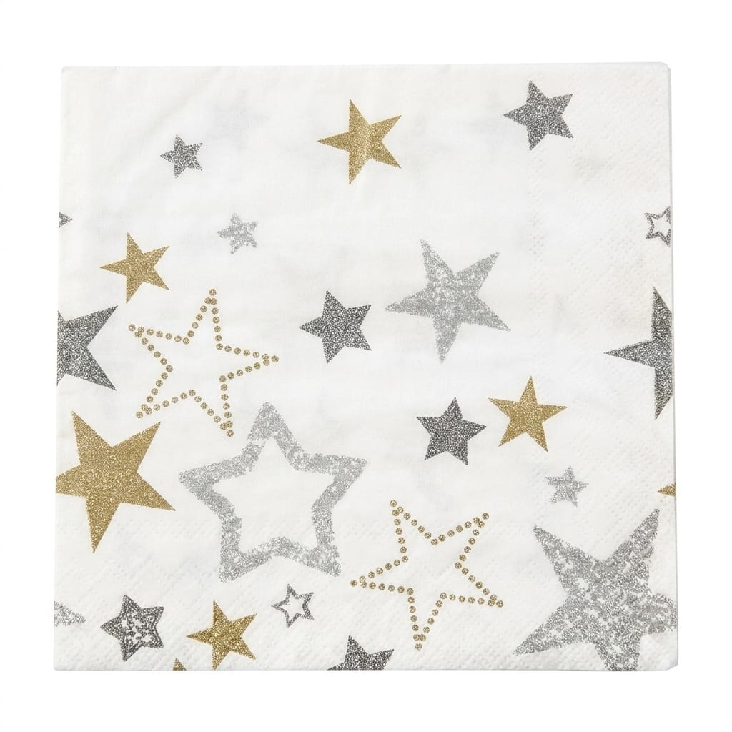 Servilleta - Estrellas Plateado- Dorado1