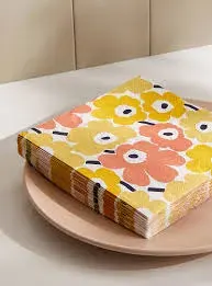 Servilleta - Unikko Mini - Amarillo/Rosado2