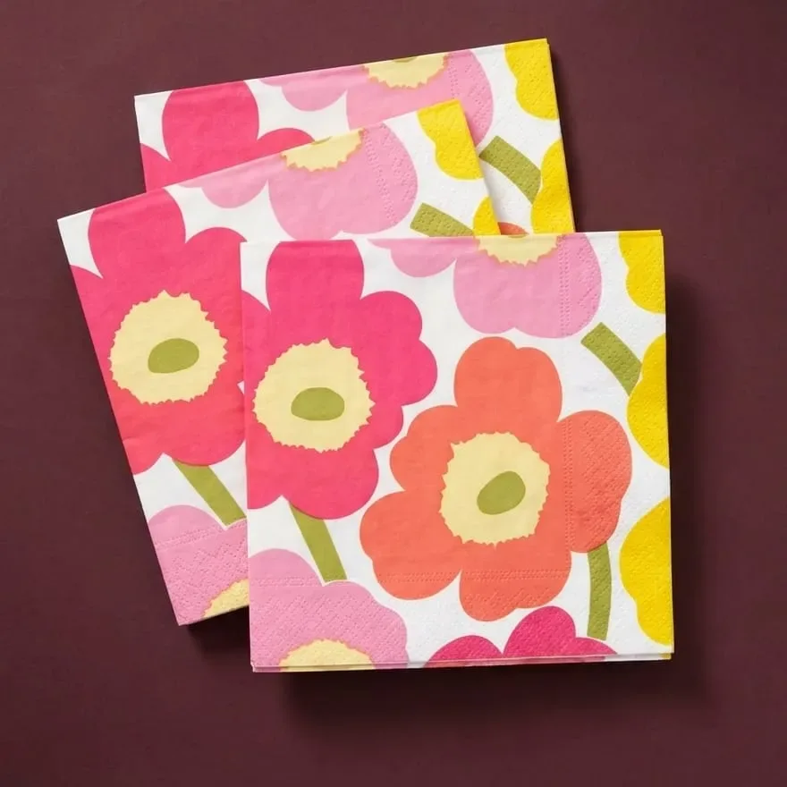 Servilleta - Unikko Mini - Amarillo/Rosado3