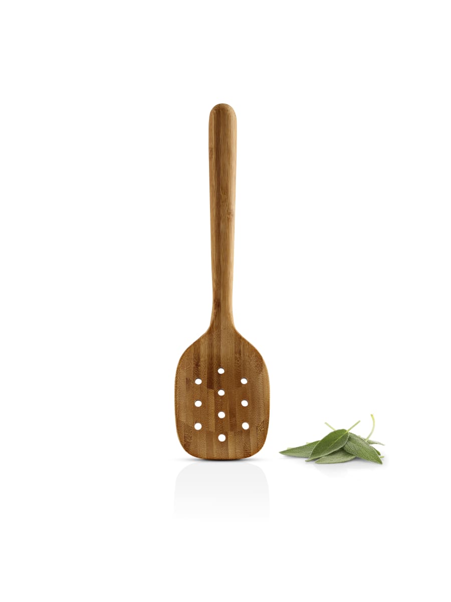 Cucharón perforado de cocina nórdica de bambú2