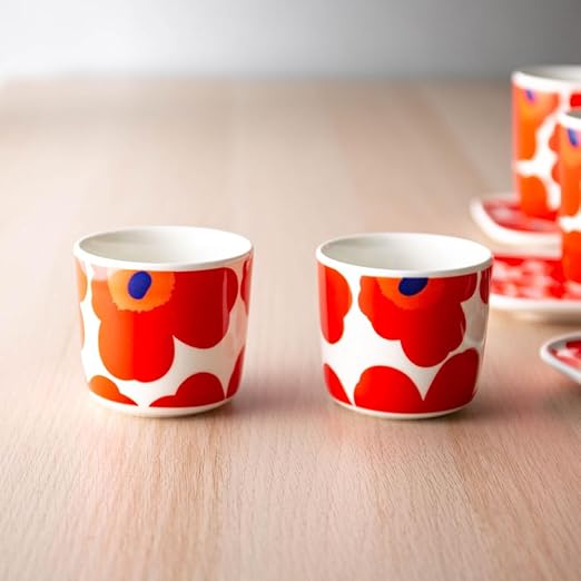 TAZA 2 DL sin aza - Unikko - Blanco/Rojo3