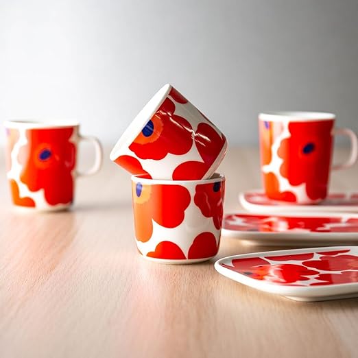 TAZA 2 DL sin aza - Unikko - Blanco/Rojo4