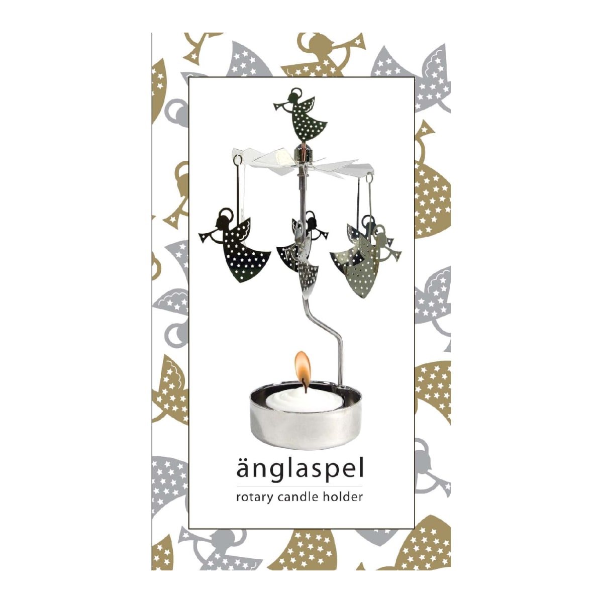 Candelabro Giratorio - Angel Volando Plateado y Doroado2