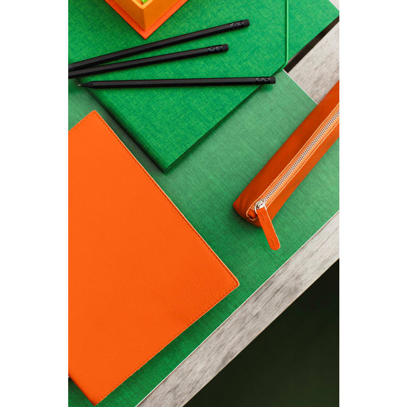 Estuche para lapices de cuero - Naranja2