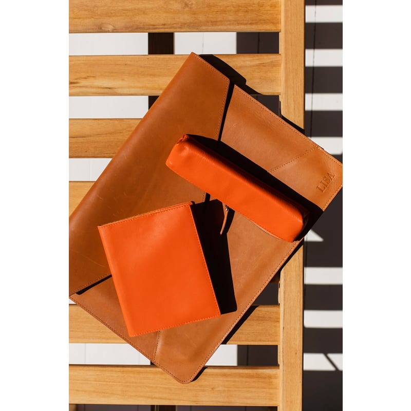 Estuche para lapices de cuero - Naranja3