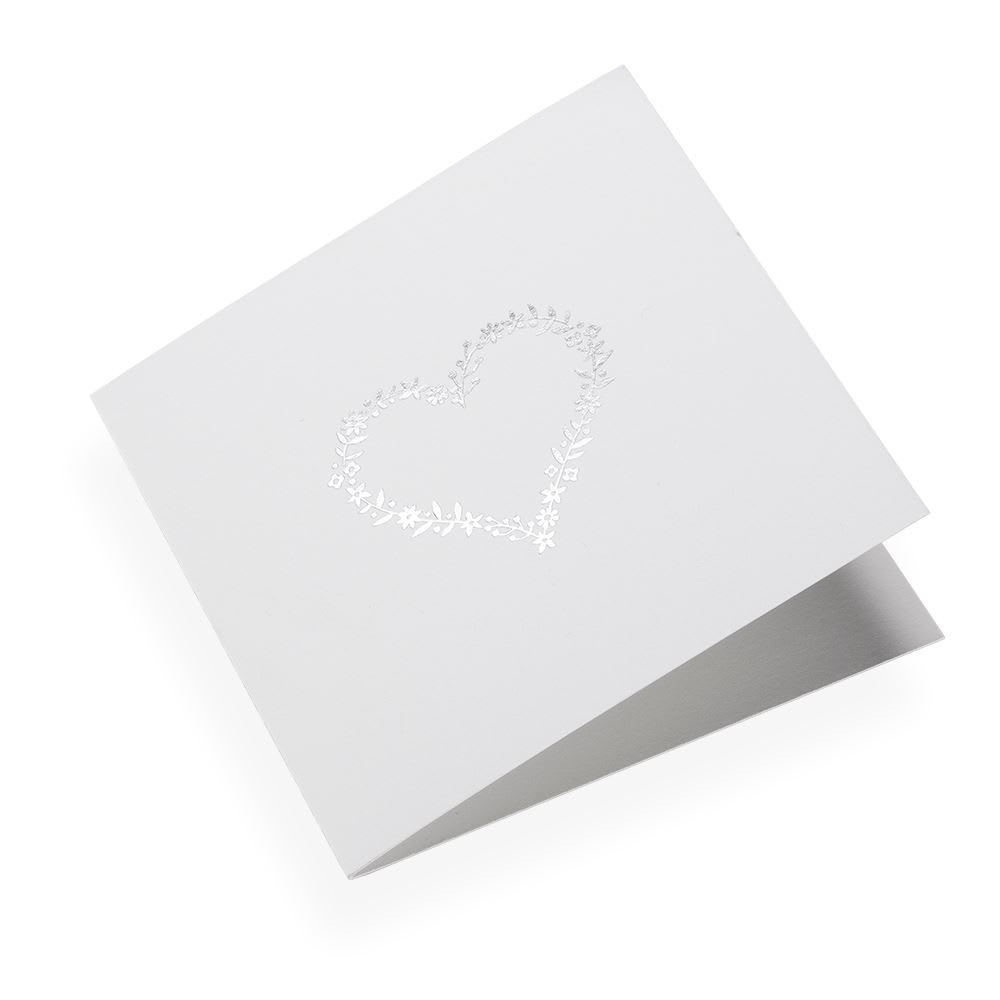 Tarjeta - Corazon de Flores Plateado1