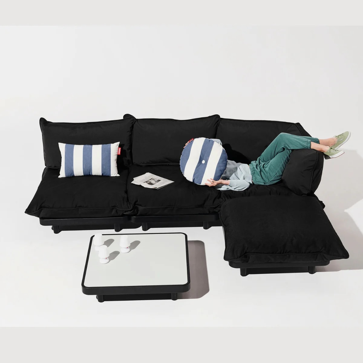 Cojín Fatboy Decorativo - Circle Pillow Stripe Ocean Blue - Azul y blanco3