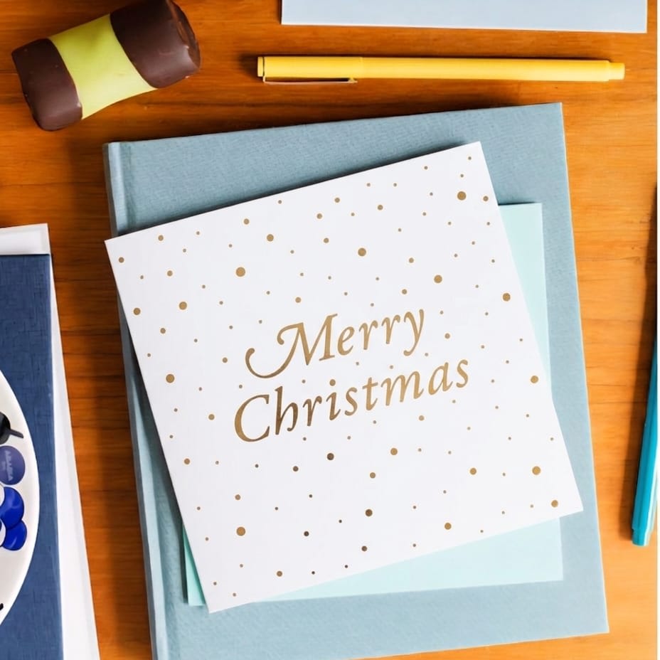 Tarjeta - Merry Christmas con Puntos Dorados2