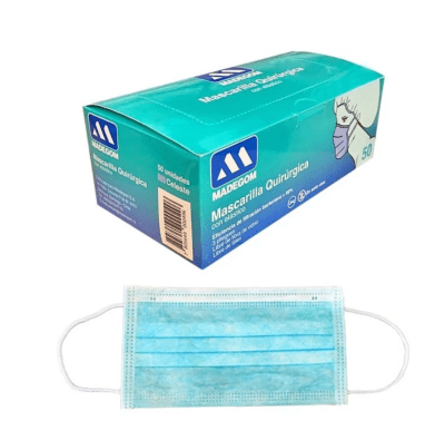 Mascarilla quirúrgica celeste con elástico