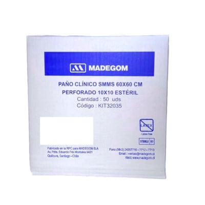 Caja 50 u Paño de campo esteril 60*60 Perforado1