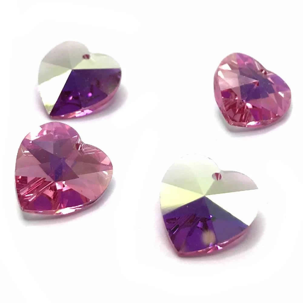 Corazón Swarovski Rosa 10mm AB (Unidad) Mundo del Joyero