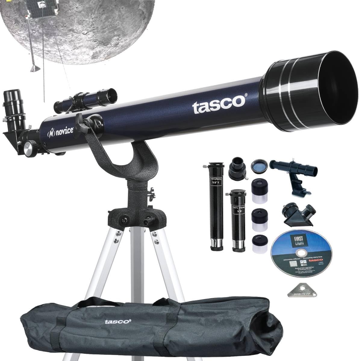 Tasco Novice 60x800mm Refractor Telescope - Black Astronomy Telescope For Beginners