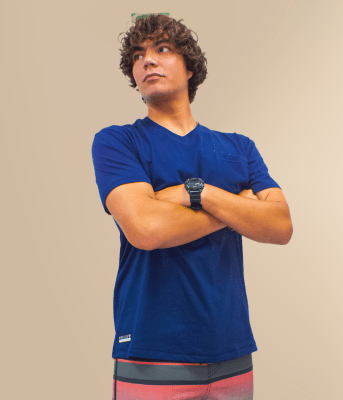 V NECK POCKET ESSENTIAL STEEL