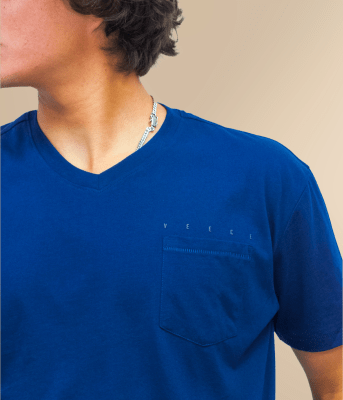 V NECK POCKET ESSENTIAL STEEL