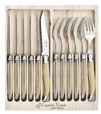 LAGUIOLE SET CUCHILLO Y TENEDOR X 6 MARMOL ASADO