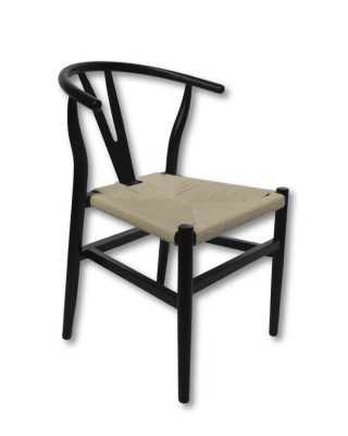 SILLA WISHBONE MADERA NEGRA Y ASIENTO NATURAL