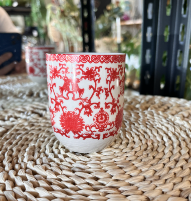 TAZA CHINA ROJA Y BLANCO