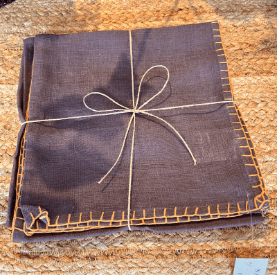 SERVILLETA LINO SET DE 4, BERENJENA