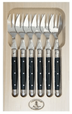 LAGUIOLE NEGRO SET DE 6 TENEDORES DE TORTA JEAN DUBOST