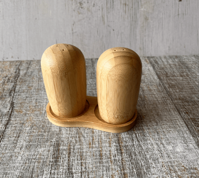 SALEROS DE MADERA DE BAMBU SET DE 2