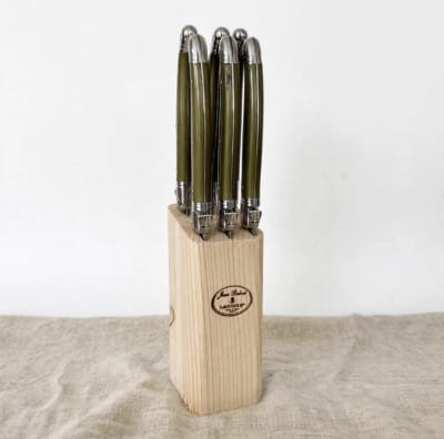 LAGUIOLE VERDE OLIVA SET DE 6 CUCHILLOS