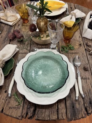 PLATO SALAD FLOR VIDRIO VERDE