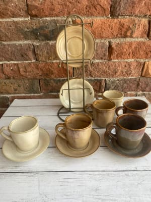 TAZA DE CAFE JUEGO ARTESANO GRES X6