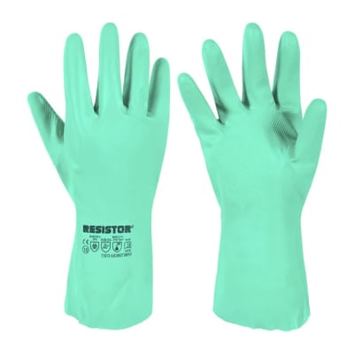 Guante Nitrilo Verde Flocado Resistor