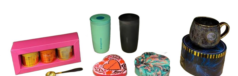 Regalos para empresas: t&eacute;s en caja, vasos t&eacute;rmicos y mug