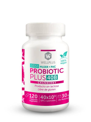 Probiotic 40B Cranberry WellPlus, para el bienestar íntimo y digestivo · 120 cápsulas