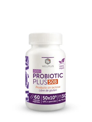 Probiotic Plus 50B WellPlus, para la digestión y la piel · 60 cápsulas