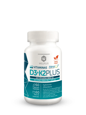 Vitamina D3 + K2 Plus WellPlus · 60 cápsulas