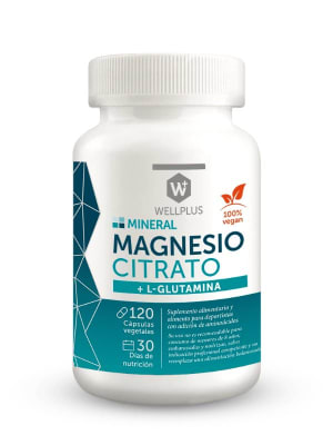 Magnesio citrato y L-glutamina WellPlus · 120 cápsulas
