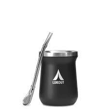 Vaso matero con bombilla negro Lukout · 236 ml