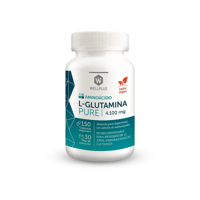 L-glutamina Pure WellPlus · 150 cápsulas