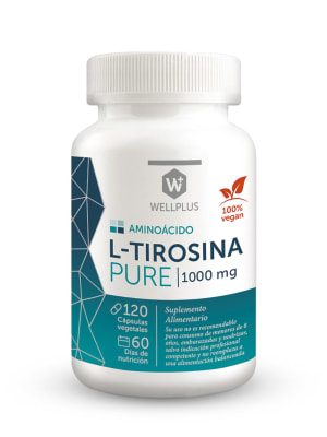 L-tirosina WellPlus, para el foco y la energía · 120 cápsulas