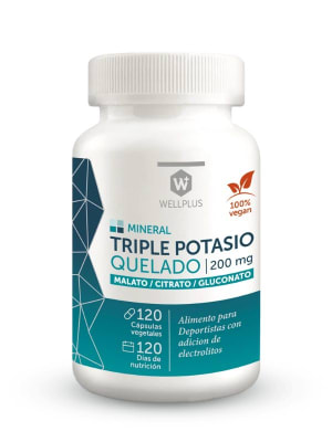 Triple potasio quelado WellPlus, para los músculos y la hidratación · 60 cápsulas