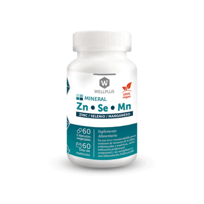 Zinc WellPlus, selenio y manganeso, para la piel, el cabello y las uñas · 60 cápsulas