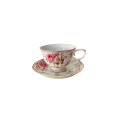 Taza floreada con plato vintage Sensorial